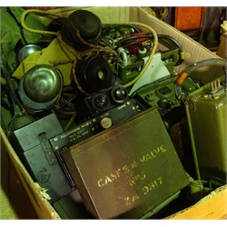  Ex-military communication equipment including various wireless sets, valve boxes, Fullerphone Mk.IV dated 1943, boxed Navy type TDQ crystals, Remote Control Unit L-No.1, earphones etc  