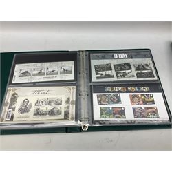 Queen Elizabeth II mint decimal stamps, mostly in presentation packs, face value of usable postage approximately 240 GBP, housed in two ring binder folders
