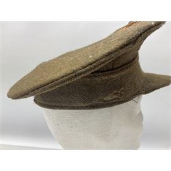 WW1 British Army stiff trench cap with Tank Corps cap badge