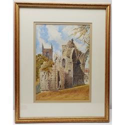 W Ainsley (British early 20th century): 'St Mary's Abbey York', watercolour signed titled and dated August 1909, 35cm x 24cm; together with two reproduction Saxton maps of Yorkshire and Lincolnshire, max 55cm x 74cm (3)