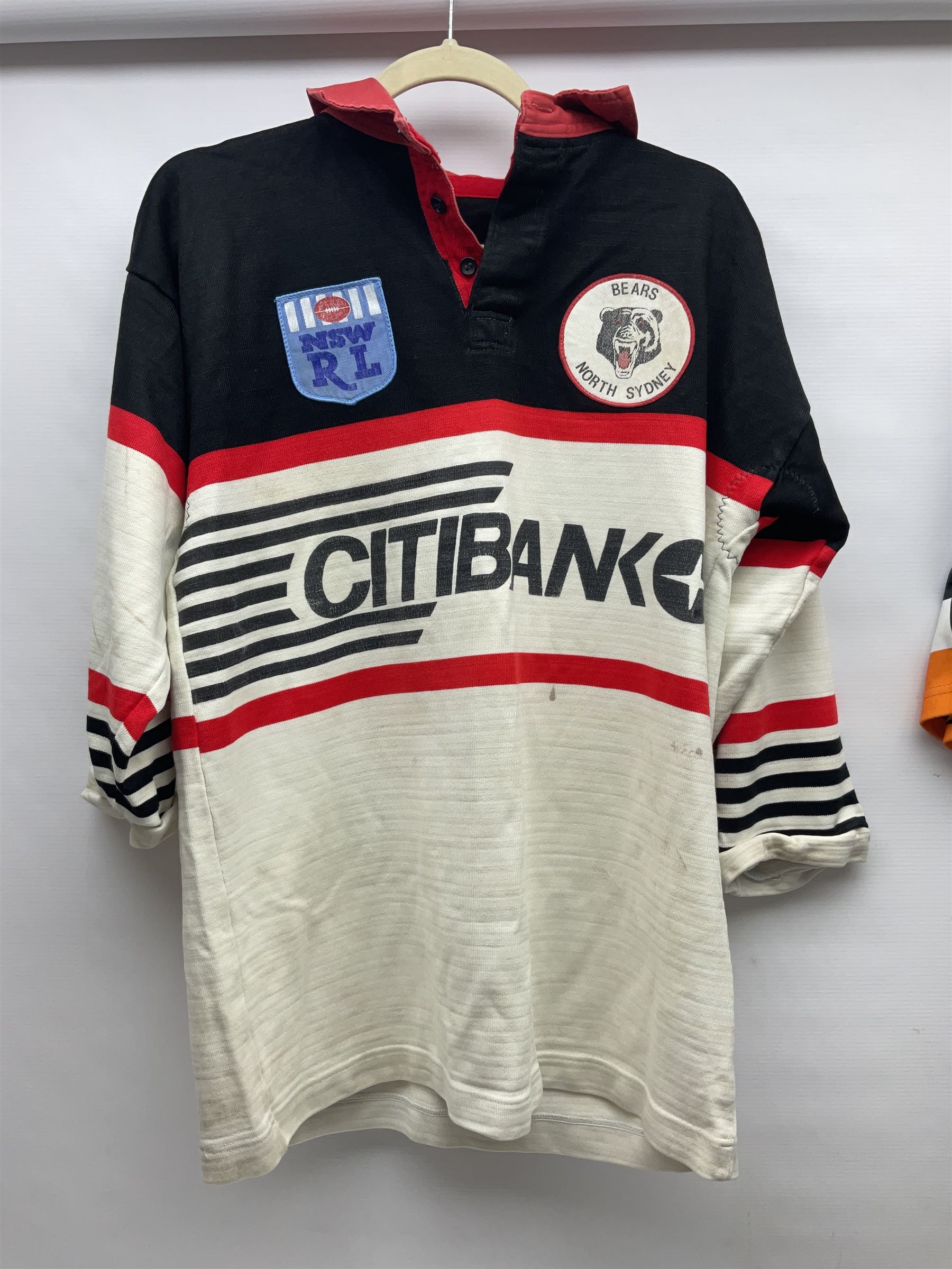 Three Australian Rugby League shirts, to include NRL West Tigers shirt, NSW RL North Sydney Bears shirt and an Australian International rugby shirt, with applied W.Simpson name to front