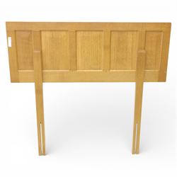 Yorkshire oak single headboard, the panelled back with visible dowls, raised upon plain supports 