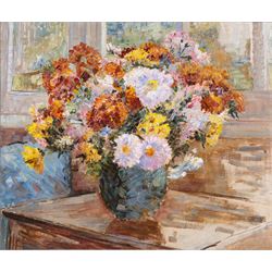 Dame Ethel Walker DBE ARA (British 1861-1951): Still Life, oil on canvas, signed on stretcher verso 50cm x 60cm
Provenance: with Louise Kosman, label verso