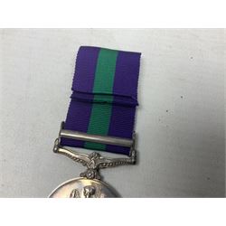 George VI General Service Medal with Palestine 1945-48 clasp awarded to 19117460 Pte. P. Tilmouth R. Lincolns; with ribbon