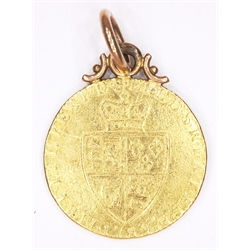  George III 1789 gold spade guinea on pendant mount approx 9.2gm   
