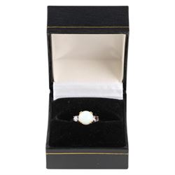 Silver gilt opal and tanzanite ring, boxed