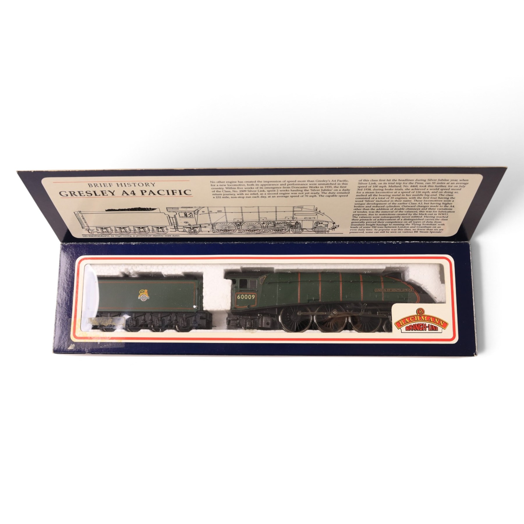 Five Bachmann 00 gauge locomotives, comprising A4 Class 4-6-2 'Falcon' no.60025, no. 31951A A4 Class 'Union of South Africa' no. 60009, 'Sir Nigel Gresley' no. 60007, no. 31956 A4 Class 'Golden Eagle' no. 4482 and no. 31952  A4 Class 'Mallard', four in original boxes