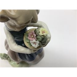 Lladro Flower Girl set, comprising Sweet Scent no 5221, Pretty Pickings no 5222 and Spring Is Here no 5223, all with original boxes, largest example 18cm