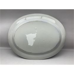 Minton Bombay pattern platter, together with Mason's meat platter, decorated with mythical beast, and two Cauldron Place Opaque China dishes 