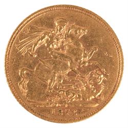 Queen Victoria 1872 gold full sovereign coin