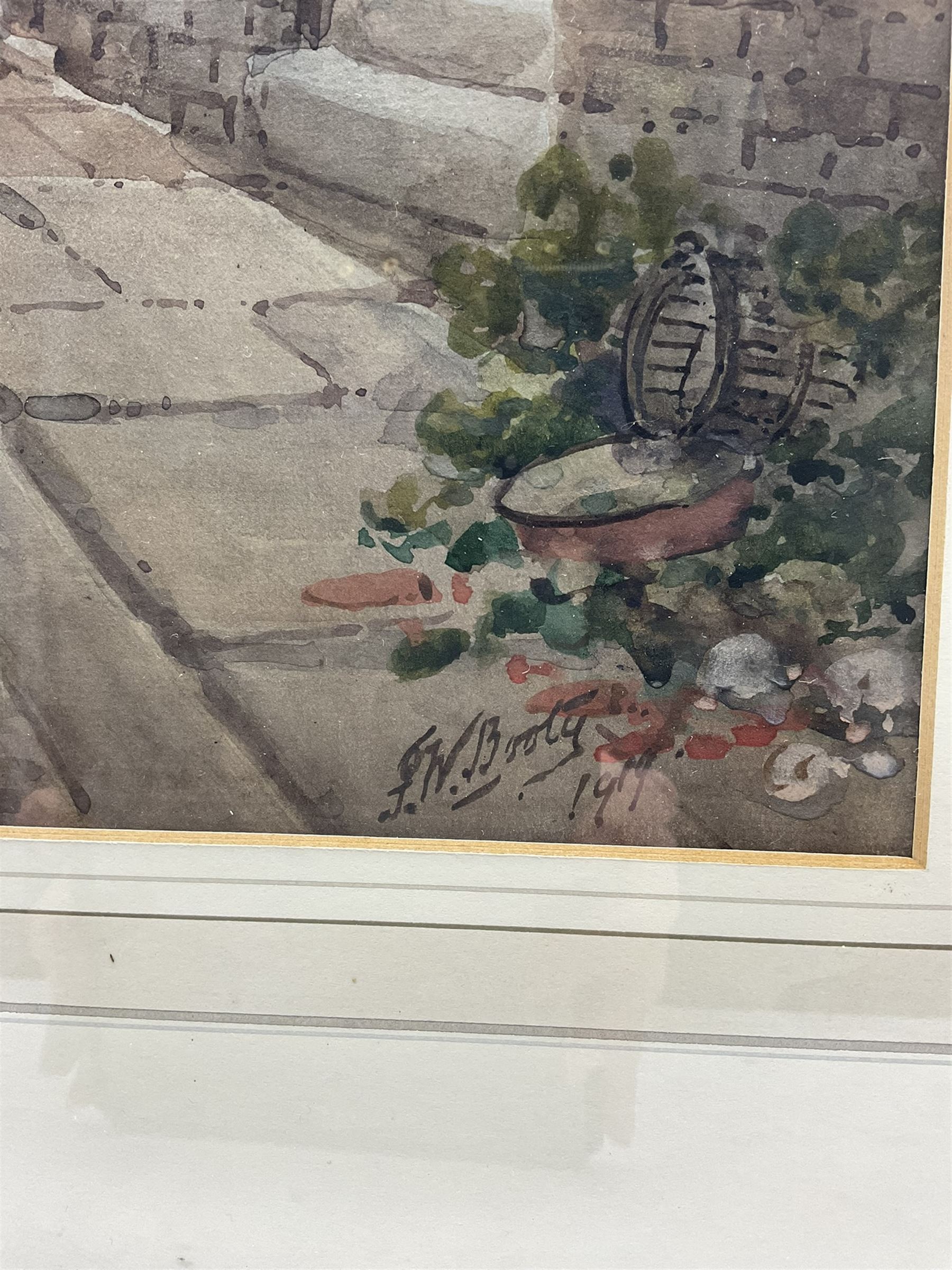 Frederick William Booty (British 1840-1924): Stonegate looking towards York Minster, watercolour signed and dated 1919, 60cm x 44cm 
Provenance: private collection, purchased H C Chapman & Son Scarborough 11th June 1991 Lot 334