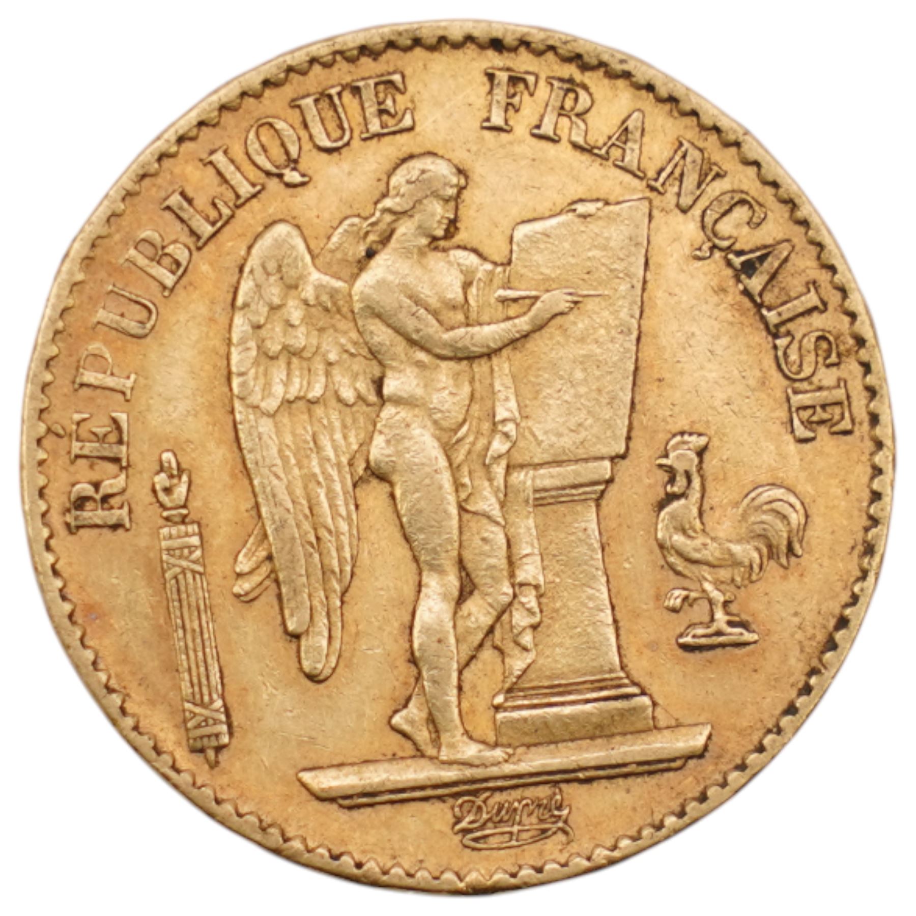 French Third Republic 1876 gold twenty francs coin