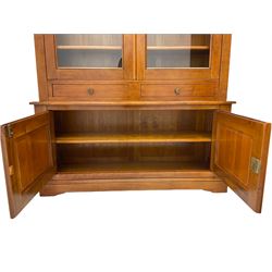 Grange Furniture cherry dresser, two glazed doors above two drawers and two cupboards