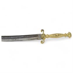 African Sudanese side-arm dagger with brass handle with cross detail, in leather scabbard, together with a collection of swords 