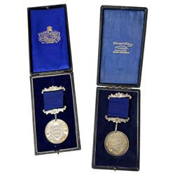 Five Masonic silver jewels, hallmarked, together with two hull education committee medals ...