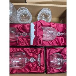Dartingon glass decanter, togehter with nine other decanters Bohemia Crystal glassware etc in three boxes 