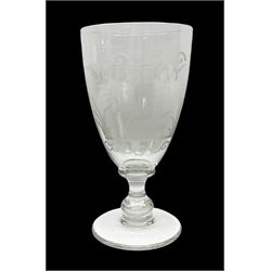Victorian etched celery glass, inscribed 'Celery' above etched swan upon knopped stem above a circular foot, H21.5cm