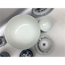 Meissen Onion pattern teacup and saucer, Wedgwood Jasperware tobacco jar and cover, and other blue and white ceramics to include Chinese bowl etc