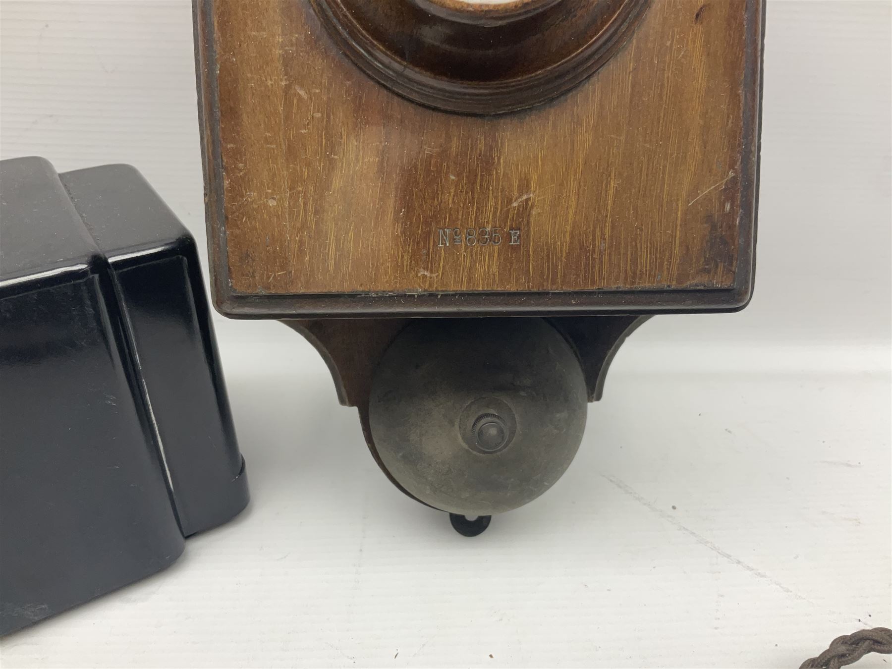 Collection of phone headsets, including GPO bakelite examples, together with other telephone parts 