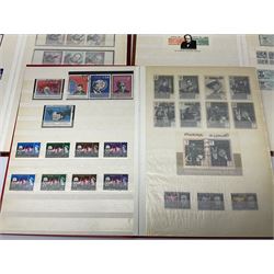 Stamps from various Countries mostly relating to or depicting Sir Winston Churchill (1874-1965) including Uruguay, Antigua, Bahamas, Barbados, Basutoland, British Guiana, Canada, Dubai, Hong Kong, Mauritius, Nicaragua, Sierra Leone etc, housed in five stockbooks