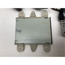 Collection of phone headsets, including GPO bakelite examples, together with other telephone parts 