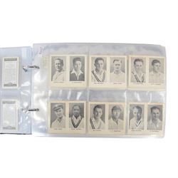 Collection of Edwardian and later Cricket related trading and cigarette cards, including complete set of fifty 1908 Will's Cigarettes Cards, fifteen 1922 The Boys Realm Famous Cricketers cards, part set of 1926 Players Cricketers Caricatures by RIP,  full set of sixteen 1958 Master Cricketing Series New Zealand, complete set of twenty five 1953 Mornflake Test Cricketers, etc, housed in three albums