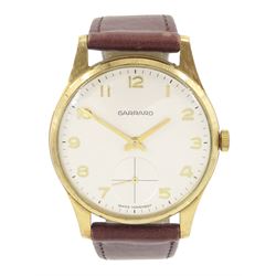 Garrard gentleman's 9ct gold manual wind wristwatch, silvered dial with Arabic numerals an...
