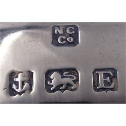 1920s silver teapot, of oval faceted form, with Bakelite type handle and finial, with presentation engraving to body, and upon four paw feet, hallmarked Northern Goldsmiths Co, Birmingham 1929, H16cm