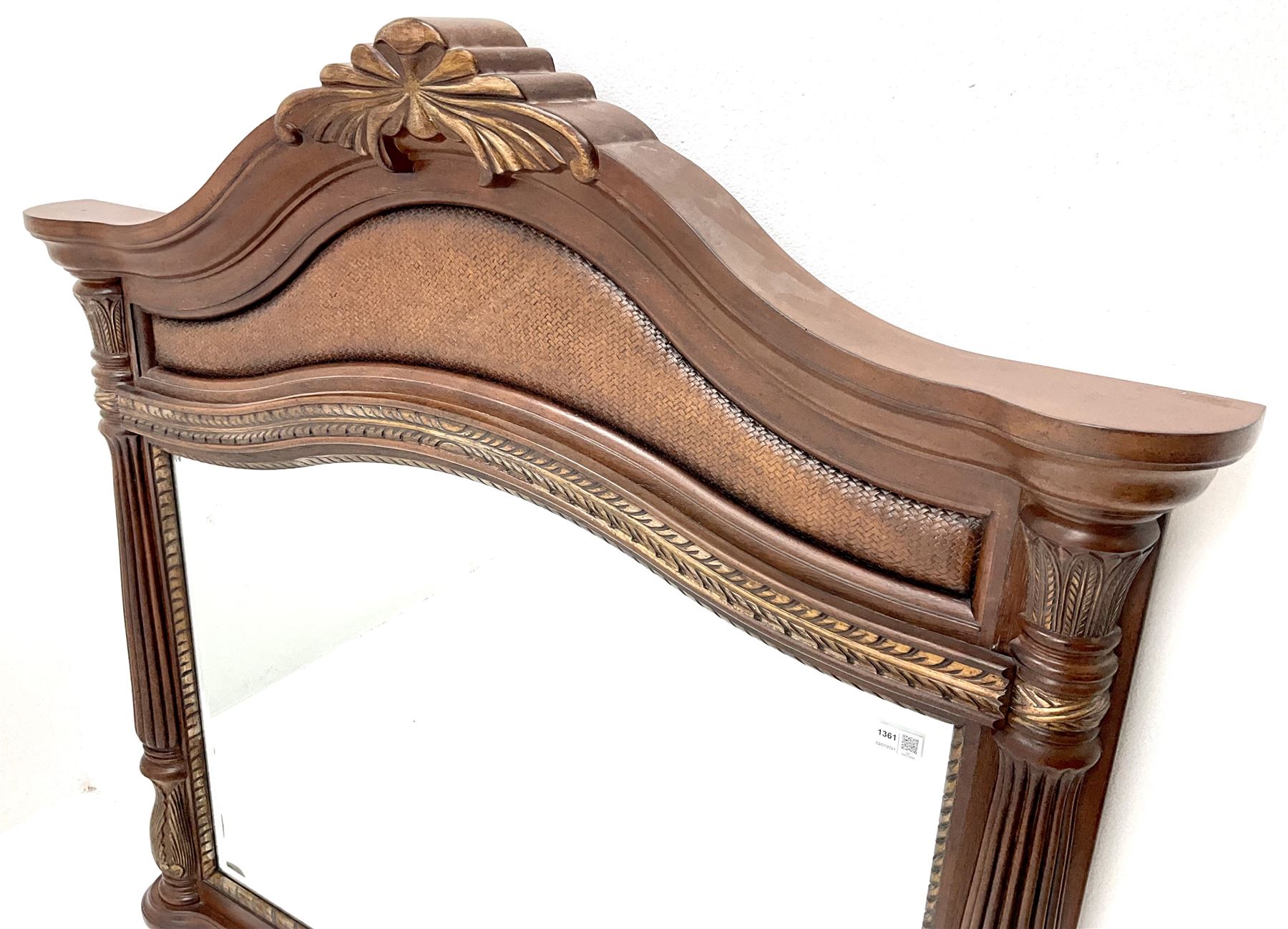 Kevin Charles mahogany framed bevel edge arched wall mirror