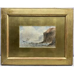 Richard Weatherill (British 1844-1913): Ship and Coble near Saltwick Nab, watercolour signed 15cm x 25cm