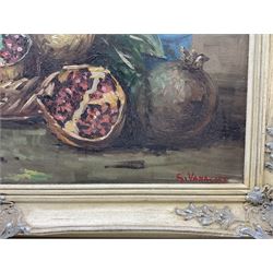 S Vanacore (Continental 20th Century): Still Life of Fruit and Blossom, oil on canvas signed 47cm x 68cm 
