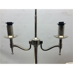 Chrome candelabra style table lamp with shade, H76cm