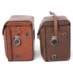 Two Rollei Franke & Heidecke Rolleiflex medium format TLR cameras, one serial no. 1059268 with Compur-Rapid Xenar f:3.5 F=7.5cm Schneider-Kreuznach les serial no. 1901591, the second serial no. 1061648 with Compur-Rapid Carl Zeiss Jena Tessar 1:3.5 F=7.5 lens serial no.3028466, both in leather Rolleiflex cases