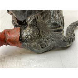 After Franz Bergmann (1861-1936): Austrian cold painted bronze figure of Puss in Boots, with Bergmann type mark beneath, H8cm 