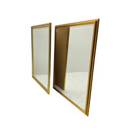 Near pair large wall mirrors, bevelled rectangular plate with gilt frame