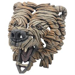 Matt Buckley, Edge sculpture, bear with mouth agape, showing teeth composite bust, H38cm