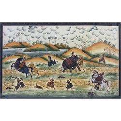 Rajput School (Mid 20th century): Shah Jahan leading a Hunting Party, watercolour on silk 62cm x 98cm