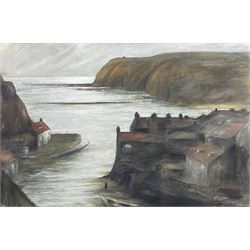 English School (20th century): Staithes, pastel indistinctly signed 48cm x 73cm
