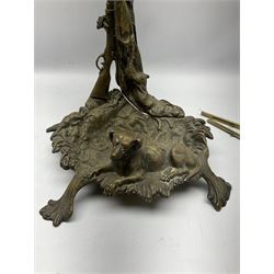 Brass umbrella/stick stand modelled with a dog waiting for his master, H56cm