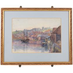 A Smith (British 19th/20th Century): Scarborough Pier Lighthouse, watercolour indistinctly signed 24cm x 19cm; C Marr (British 19th/20th Century): 'Whitby Harbour', two watercolours signed, one titled verso, 20cm x 28cm and 22cm x 29cm (3)