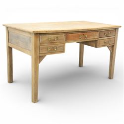 20th century oak kneehole desk, the rectangular top above central drawer and kneehole, fla...