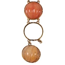 12ct gold agate set bracelet and a gold plated paste bracelet