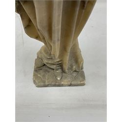 Heavy alabaster figure of Madonna and Child, H65cm