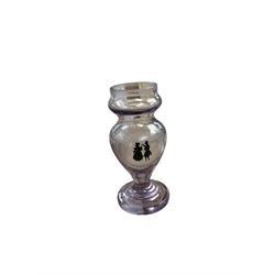 Victorian Nailsea glass flask, together with gimmel flask togehter with Bohemian plate and hyacinth vase 