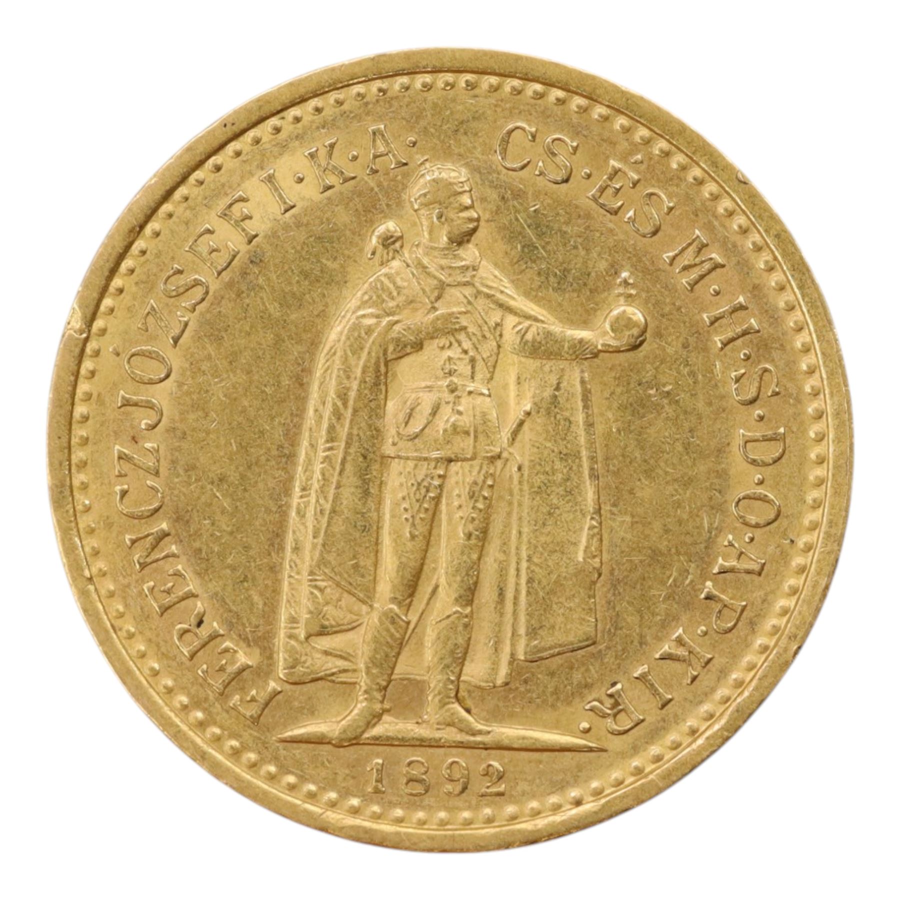 Hungary Franz Joseph I 1892 gold ten Korona coin