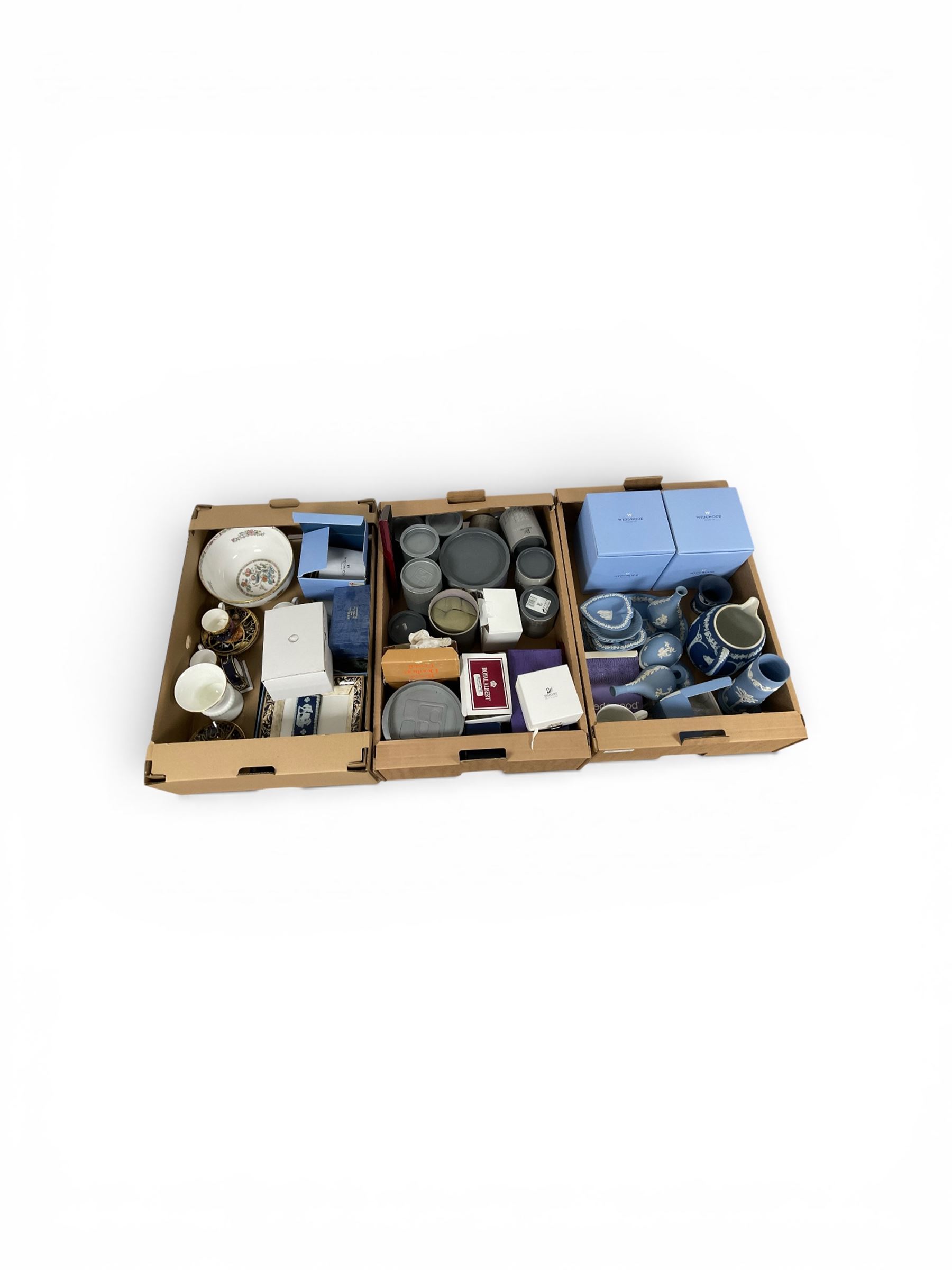 Collection of Wedgwood mainly Jasperware  including jugs, vases bowls etc, together with Swarovski figures etc 