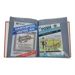 Comprehensive collection of approximately one-hundred and ninety Scarborough FC football programmes for the 1987/88, 1988/89 and 1990/91 seasons, all filed within six dedicated Scarborough FC red Home and Away binders 