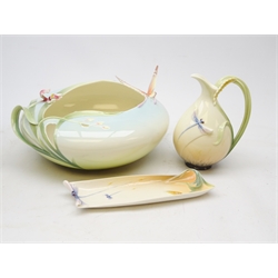  Franz Butterfly bowl, D29cm boxed with Franz Dragonfly jug & tray (3)  