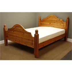 Solid pine 4' 6'' double bedstead with mattress