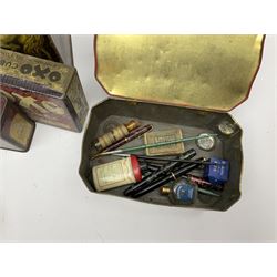 Collection of vintage tins, including Victory V gums and lozenges, Oxo tin, Cadbury three british queens, etc, together with other collectables. 